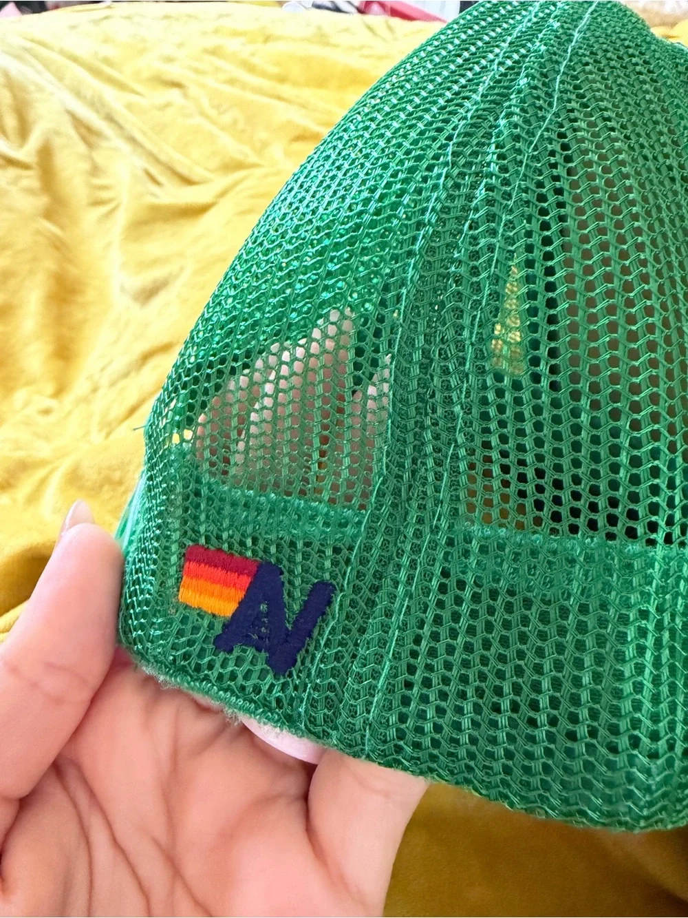 Kid’s Aviator Nation Green Trucker Hat with Multicolor Logo Patch